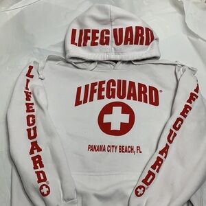 WOMEN'S Lifeguard White Hoodie Panama City Beach Fl Size M